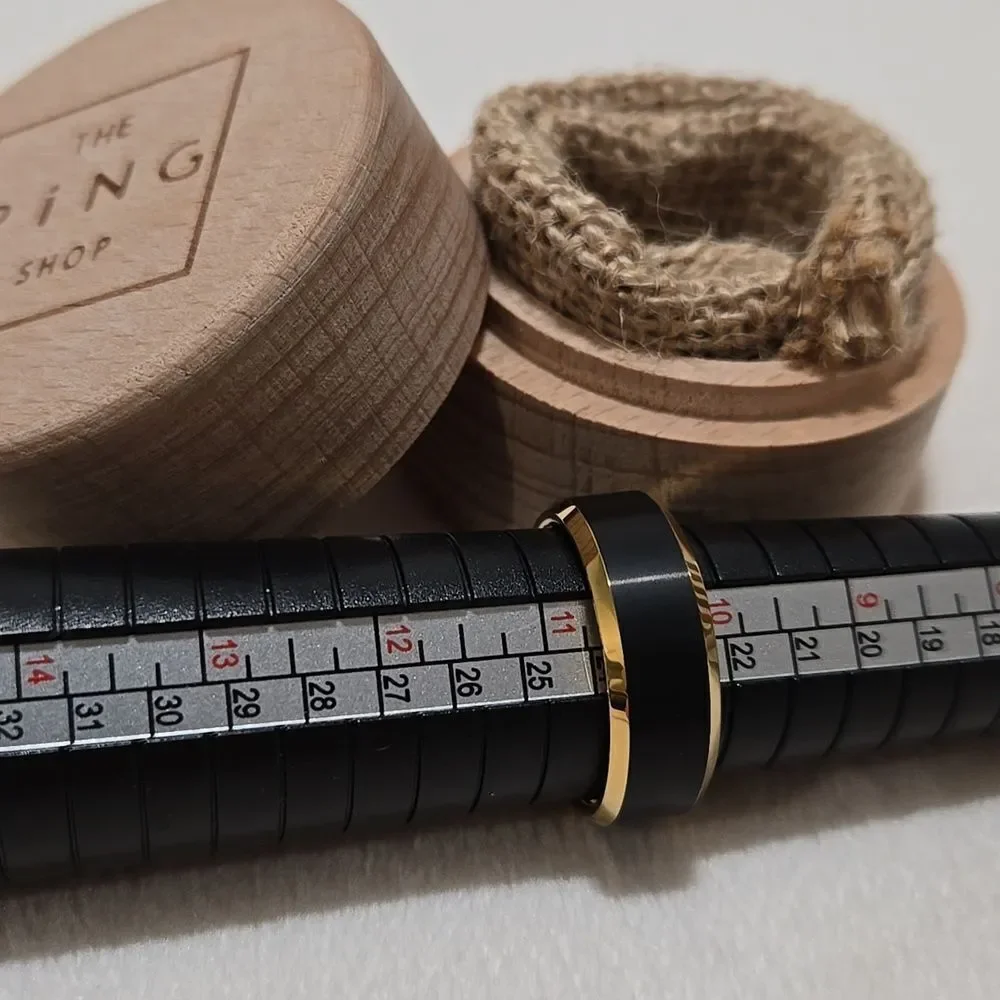 Gold and Black Tungsten Men's Ring